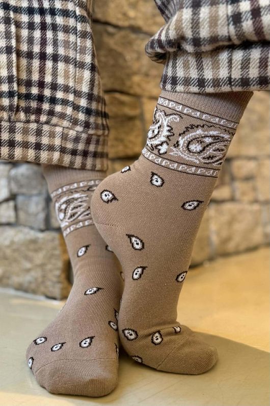 Bandana Cotton Stretch Socks Camel